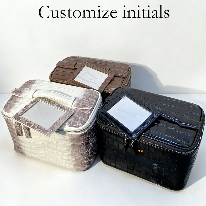 Luxury Skincare Packaging Wholesale - Tas Makeup Kulit dengan Inisial Kustom