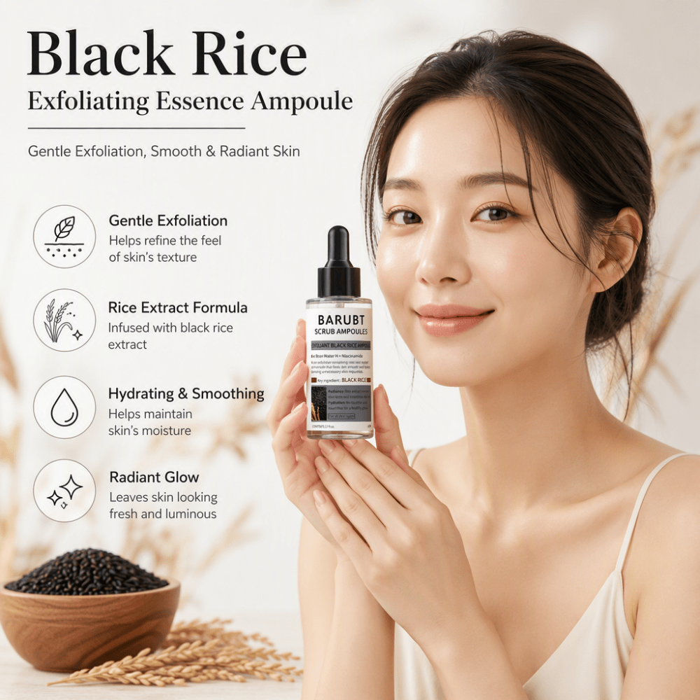 Luxury Skincare Treatments - Ampul Beras Hitam Eksfoliasi 80ml, Perawatan