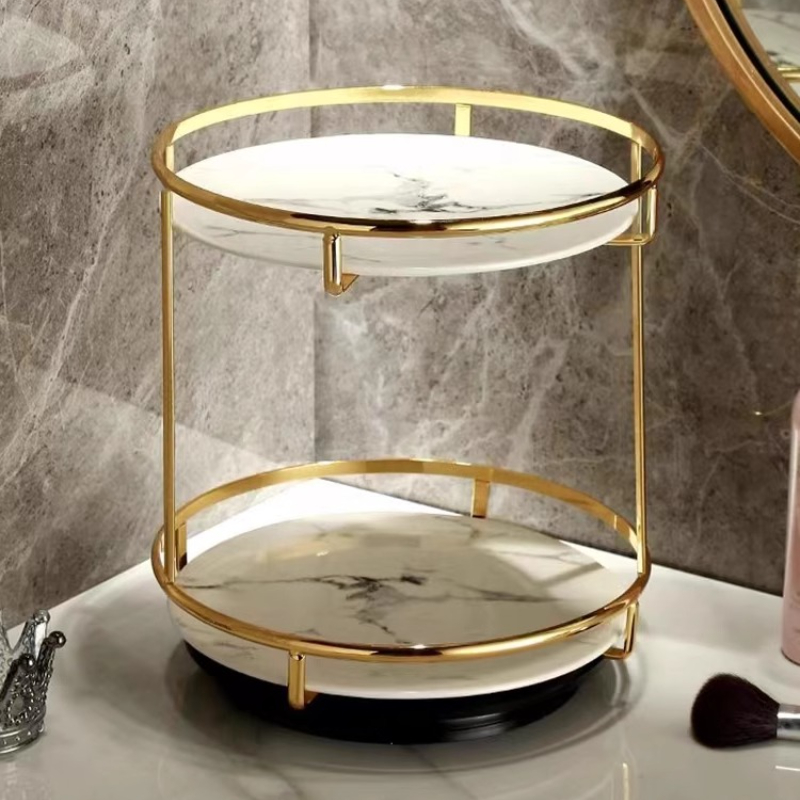 Luxury Skincare Tray - Baki Penyimpanan Parfum Dua Tingkat Kuningan
