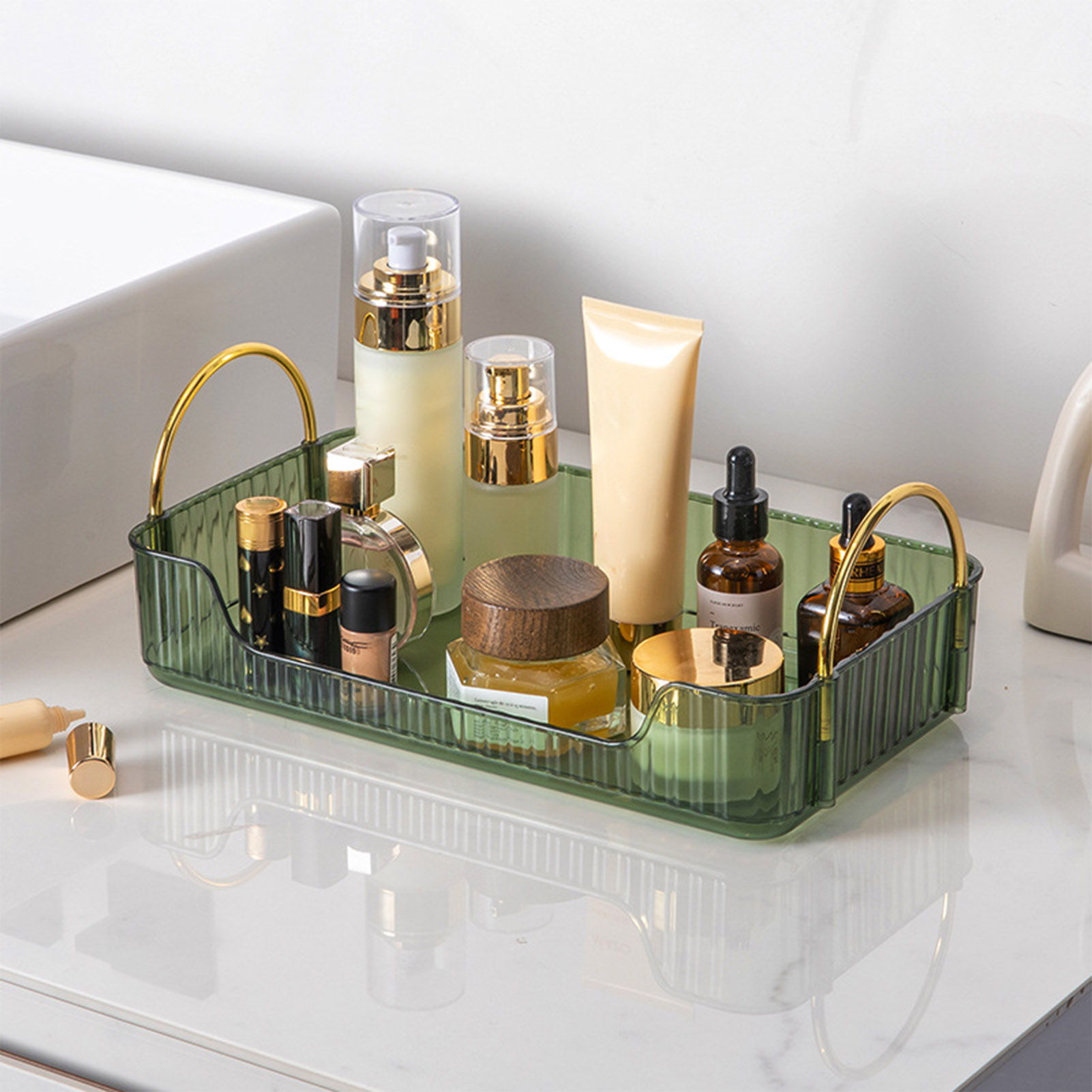 Rak Organizer Kamar Mandi Akri - Luxury Skincare Tray ulasan dan harga